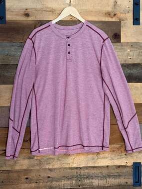 Lululemon Men's Long Sleeve Henley Shirt Red Heathered Size XL